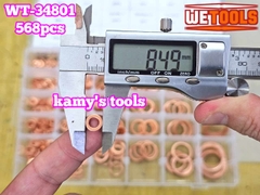 Hộp ron oring đồng gioăng đồng long đền thau 568 chi tiết 30 kích cỡ Wetools WT-34801 Impa code 813080