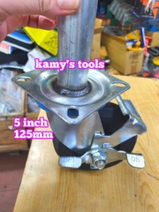 Bánh xe giàn giáo có khóa bánh cao su đặc 5 inch 125mm xoay 360 độ