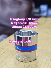 Đầu tuýp trắng 6 cạnh 3/8 inch dài 27mm Kingtony 16mm 17mm 18mm 19mm 20mm 333516M 333517M 333518M 333519M 333520M