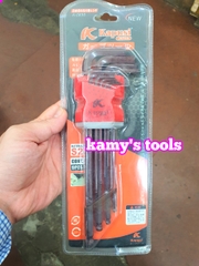 Bộ lục giác bi dài, bông hoa thị thép nâu S2 cao cấp 9 cây Kapusi model K-0830 và K-0831