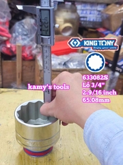 Đầu tuýp hệ inch 12 cạnh 3/4 inch Kingtony cỡ 2-9/16 inch tương đương 65mm 633082S