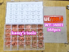 Hộp ron oring đồng gioăng đồng long đền thau 568 chi tiết 30 kích cỡ Wetools WT-34801 Impa code 813080