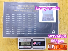 Hộp ron oring đồng gioăng đồng long đền thau 568 chi tiết 30 kích cỡ Wetools WT-34801 Impa code 813080