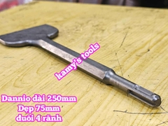 Mũi đục bê tông dẹp bản 75mm đuôi gài dài 250mm Dannio