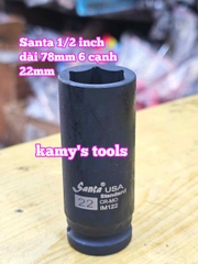 Đầu tuýp khẩu 1/2 inch đen dài lục giác 6 cạnh 78mm Santa 22mm 23mm 24mm 27mm 30mm IM122 IM123 IM124 IM127 IM130