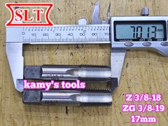 Taro ống rắc co 3/8 inch 17mm răng côn HSS Shanghai SLT NPT Z 3/8-18 và BPST ZG 3/8-19 (1 cây)