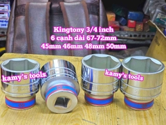 Đầu tuýp khẩu 3/4 inch 6 cạnh trắng Kingtony 45mm 46mm 48mm 50mm 633545M 633546M 633548M 633550M
