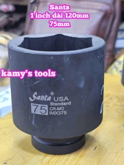 Đầu tuýp 1 inch đen dài 120mm lục giác Santa thép Cr-mo 55mm 60mm 65mm 70mm 75mm 80mm IMX360 IMX365 IMX370 IMX375 IMX380