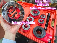 Bộ dụng cụ taro ren ống sắt bằng tay tạo ren ngoài Long Shun 63W2160 gồm 6 đầu 21mm 27mm 34mm 42mm 49mm 60mm