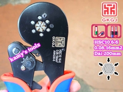 Kìm bấm cos pin tròn rỗng lục giác 0.08-16mm2 dài 200mm GKGJ HSC10 16-6