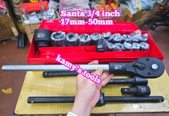 Bộ tuýp khẩu 3/4 inch đen Santa 21 chi tiết 17mm-50mm loại 6 cạnh IMS21 và 12 cạnh IMS22