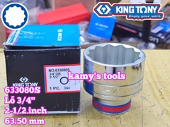 Đầu tuýp hệ inch 12 cạnh 3/4 inch Kingtony cỡ 2-1/2 inch tương đương 63mm 633080S