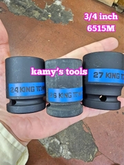 Tuýp 3/4 inch đen ngắn lục giác kingtony dài 50mm 22mm 23mm 24mm 25mm 26mm 651522M 651523M 651524M 651525M 651526M