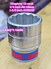 Đầu tuýp trắng 3/4 inch Kingtony 12 cạnh 1-5/16, 1-3/8, 1-7/16, 1-9/16, 1-5/8, 633042S 633044S 633046S 633050S 633052S