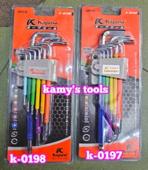 Bộ khóa lục giác bi và bông hoa thị nhiều màu Kapusi 9 cây K-0197 và K-0198
