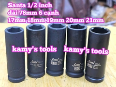 Đầu tuýp khẩu 1/2 inch đen dài lục giác 6 cạnh 78mm Santa 17mm 18mm 19mm 20mm 21mm IM117 IM118 IM119 IM120 IM121