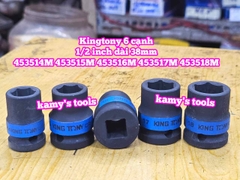 Đầu tuýp đen 1/2 inch Kingtony dài 38mm 6 cạnh 14mm 15mm 16mm 17mm 18mm 453514M 453515M 453516M 453517M 453518M