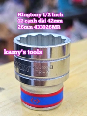 Đầu tuýp trắng ngắn 1/2 inch Kingtony 12 cạnh 24mm 25mm 26mm 27mm 28mm 433024MR 433025MR 433026MR 433027MR 433028MR