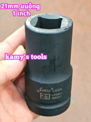 Đầu tuýp đầu khẩu VUÔNG 1 inch dài 90mm Santa thép Cr-mo 17mm 19mm 21mm 22mm