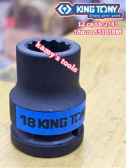 Đầu tuýp 3/4 inch 12 cạnh Kingtony 18mm 651018M