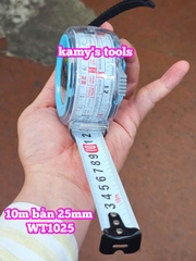 Thước kéo 10m 10 mét bản 25mm WSK Wasaki WT1025 2 mặt có lỗ ban TỰ ĐỘNG KHÓA, thước rút 10m thước cuộn 10m