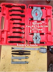 Bộ vam cảo đĩa chặn tháo vòng bi bạc đạn 50mm 75mm, bộ cảo đĩa mặt trăng 14 chi tiết Wetools WT-50201