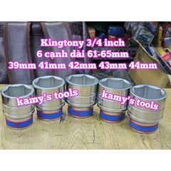 Đầu tuýp khẩu 3/4 inch 6 cạnh trắng Kingtony 39mm 41mm 42mm 43mm 44mm 633539M 633541M 633542M 633543M 633544M