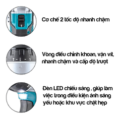 Máy khoan búa và vặn vít dùng pin 18v Makita DHP482Z