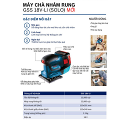 Máy chà nhám dùng pin 18V Bosch GSS 18V-18 (Chưa Pin & Sạc)
