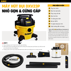 Máy hút bụi công nghiệp 3 chức năng 23L Dewalt DXV23P (3000W – 4HP)