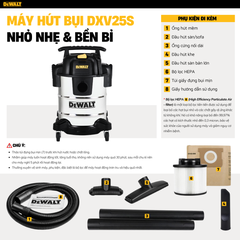 Máy hút bụi công nghiệp 3 chức năng 25L Dewalt DXV25S (3000W – 4HP)