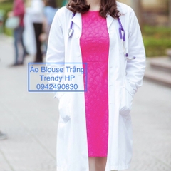 Áo blouse trắng nữ dài tay chất Lon Nhật mát