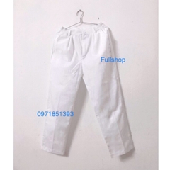 Quần blouse trắng nam nữ dày dặn hàng đẹp (quần blu trắng có khoá và chun)