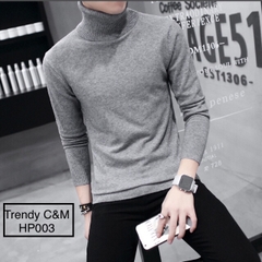 Áo len nam cổ trụ, áo len nam cao cổ phong cách Hàn Quốc