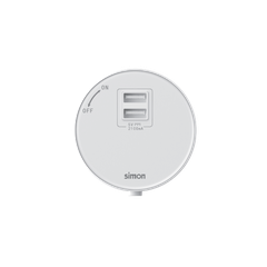 Ổ USB đôi DC 5V 2.1A Tròn màu trắng Simon Track Socket MTS1E722
