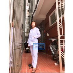 Bộ quần áo blouse nam nữ dược sĩ, y tá dài tay - áo blu nam nữ dáng ngắn dài tay