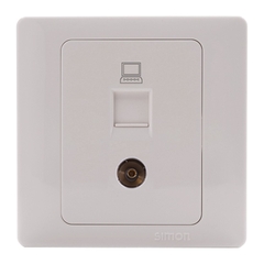 Bổ ổ cắm TV và ổ cắm dữ liệu chuẩn RJ45 cat6 lắp âm tưởng chuẩn đế vuông Simon 50 55302S6