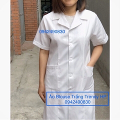 [Giá sỉ] Áo blouse trắng nữ cao cấp chuẩn form - Áo blu nữ cộc tay, dài tay bác sĩ, thẩm mỹ viện