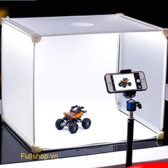 [Hot Sale] Hộp chụp ảnh sản phẩm có sẵn đèn LED 45x35x35 [Tặng kèm màn chống loá)