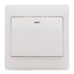 Bộ công tắc đơn 2 vuông, 1 chiều, 2 cực có đèn LED đỏ Simon Series 50 52023B