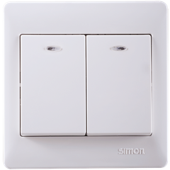 Công tắc nút nhấn đôi vuông có đèn LED Simon Series 50 51023BF