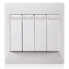 Bộ công tắc bốn vuông, 1 chiều có dải phản quang Simon Series 50 51041BTY