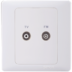Ổ cắn TV/FM, bộ chia, kích thước chuẩn 9,52 mm, có bảo vệ và 2 kết nối đầu vào chuẩn F vuông Simon Series 50 55112