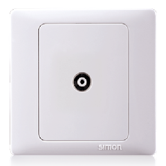 Ổ cắm TV vuông kích thước chuẩn (9,52 mm) với một đầu ra có bảo vệ và đầu nối vào và ra chuẩn F Simon Series 50 55113