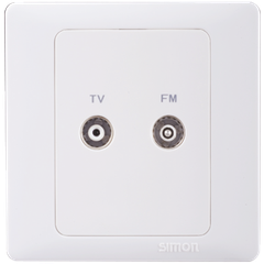 Ổ cắm TV/FM, bộ chia, kích thước chuẩn 9,52 mm, có bảo veeh và 1 kết nối đầu ra đầu vào chuẩn F Simon Series 50 55115