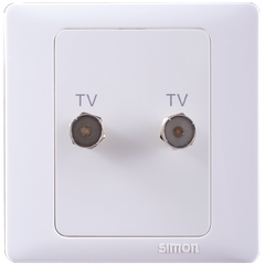 Bộ 2 ổ cắm TV có chống nhiễu, dải tần rộng (5-1000MHz), kết nối đầu ra chuẩn F vuông Simon Series 50 55117