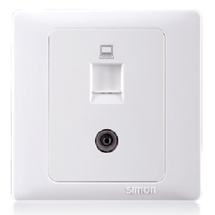 Bộ ổ cắm Tivi và ổ cắm dữ liệu RJ45 Cat.5e vuông Simon Series 50 55302S