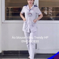 Bộ quần áo điều dưỡng nam nữ có viền xanh cho thực tập sinh - áo điều dưỡng, y tá có cầu vai xanh