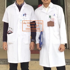 Áo choàng blouse trắng bác sĩ, dược sĩ nam dài tay, cộc tay Lon Nhật mát