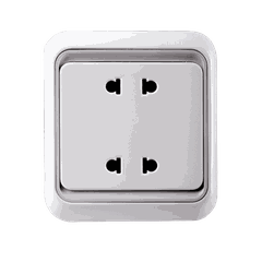 Ổ cắm đôi 2 chấu dùng cho chấu tròn và chấu dẹt Simon Series 60 60456-50